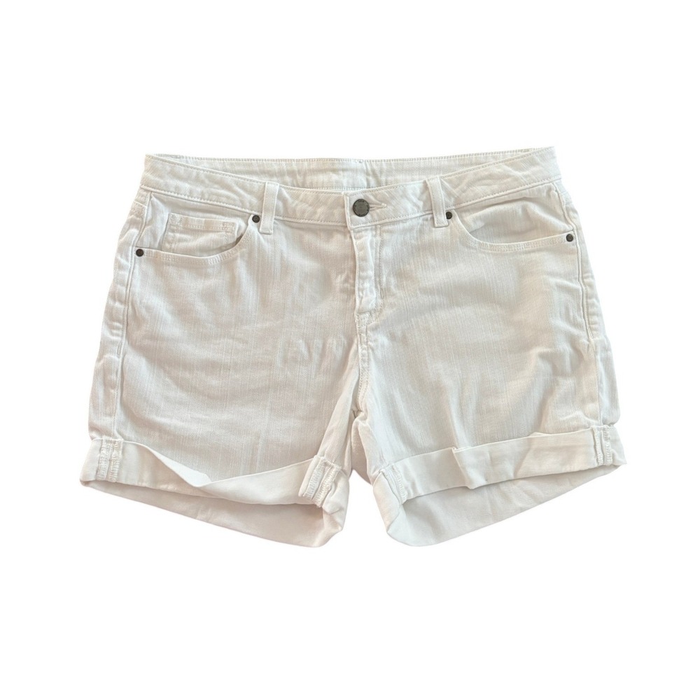 White Denim Cuffed Shorts Womens Size 10 Modern Fit Stretch Cotton Blend